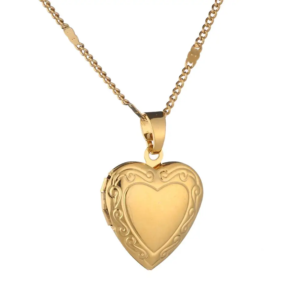 Золотистый медальон в форме сердца кулон ожерелье Женские Ювелирные изделия