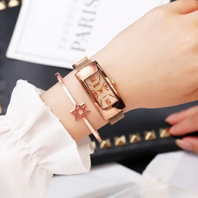 Роскошные женские часы с магнитной сеткой, ЖЕНСКИЕ НАРЯДНЫЕ часы, розовое золото, новинка, модные повседневные часы с бриллиантами, женские наручные часы из стали - Цвет: C