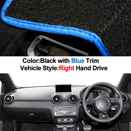 RHD Blue Car Auto Dashboard Cover Dash Mat Carpet Cape For Audi A1 2012 2013 LHD RHD Auto Dashmat Protector Pad - Название цвета: RHD Blue