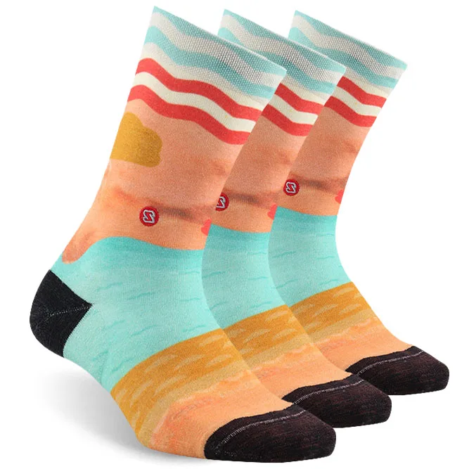3 pair yellow Носки с принтом спортивные носки, ZEALWOOD унисекс мериносовая шерсть ультра-светильник носки для бега 1/3 пар - Цвет: 3 pair yellow