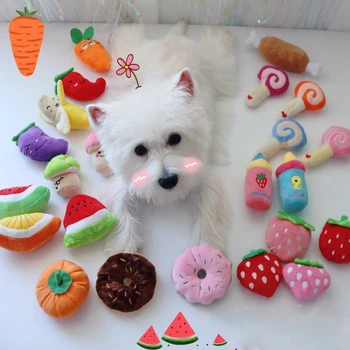 

Dog Squeak Toys Pet Chew Toys Bite Resistant Cute Cartoon Vegetable Fruit Plush Playthings Puppy Training Toy Pet Supplies