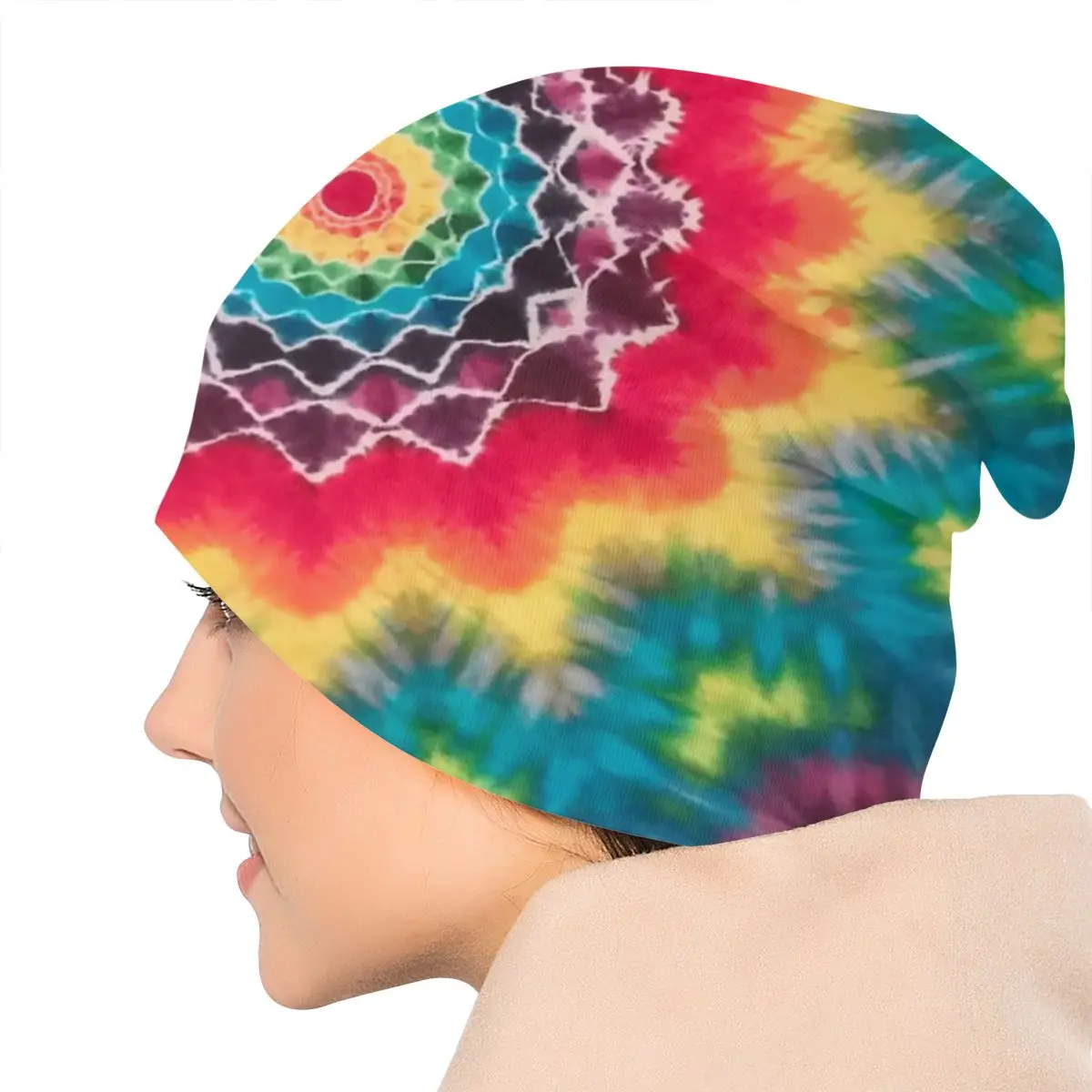 Мандала Tie Dye унисекс взрослая Повседневная шапка бини уличная ветрозащитная вязаная Лыжная шапка Skully Beanies