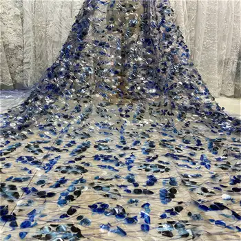 

2020 high quality sequence French Nigerian sequins net African tulle mesh sequence lace fabric for dress 5yards/lot RL103101