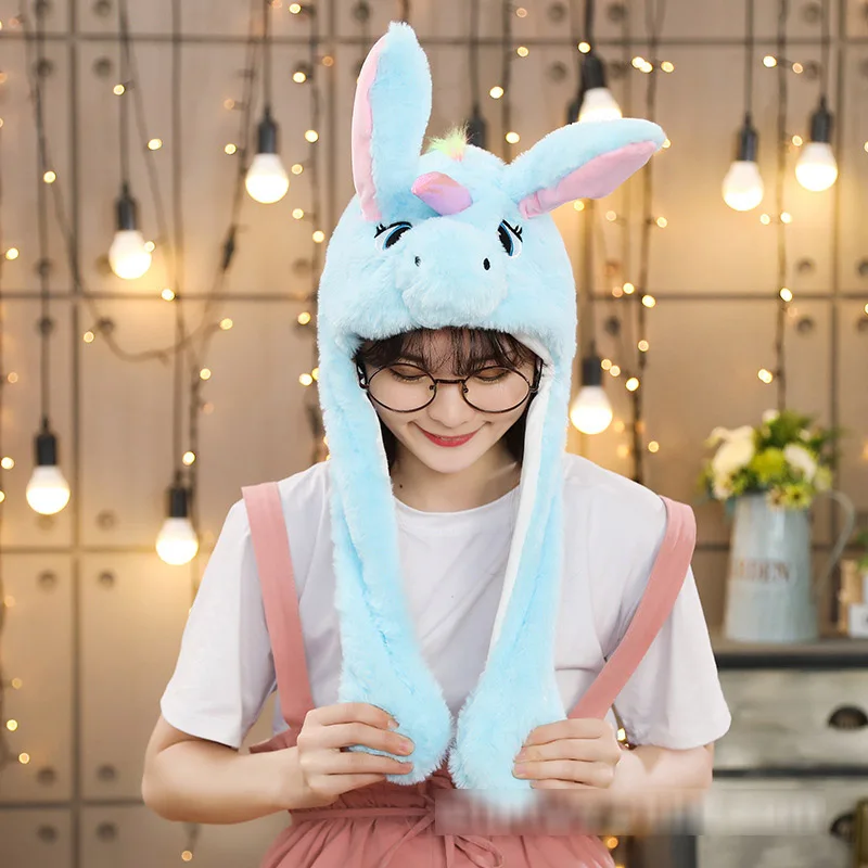Takara Tomy Покемон Пикачу чучела шапка для куклы Единорог кролик мозаика с человеком-пауком светильник животные плюшевые игрушки шапка для детей рождественские подарки - Цвет: unicorn sky blue