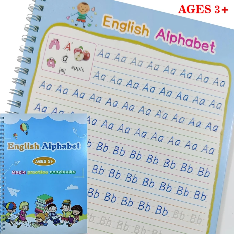 Mejor vendedor  Cuaderno de escritura y caligrafía reutilizable para niños, aprendizaje de letras del alfabeto, libro para niños, caligrafía en inglés, práctica, juguete Erb1eOVy0pe