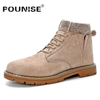 

Men Boots Winter sneakers 2019 suede Leather Shoes Men Ankle Snow Boots Men Casual shoes men Fashion male Footwear outdoor