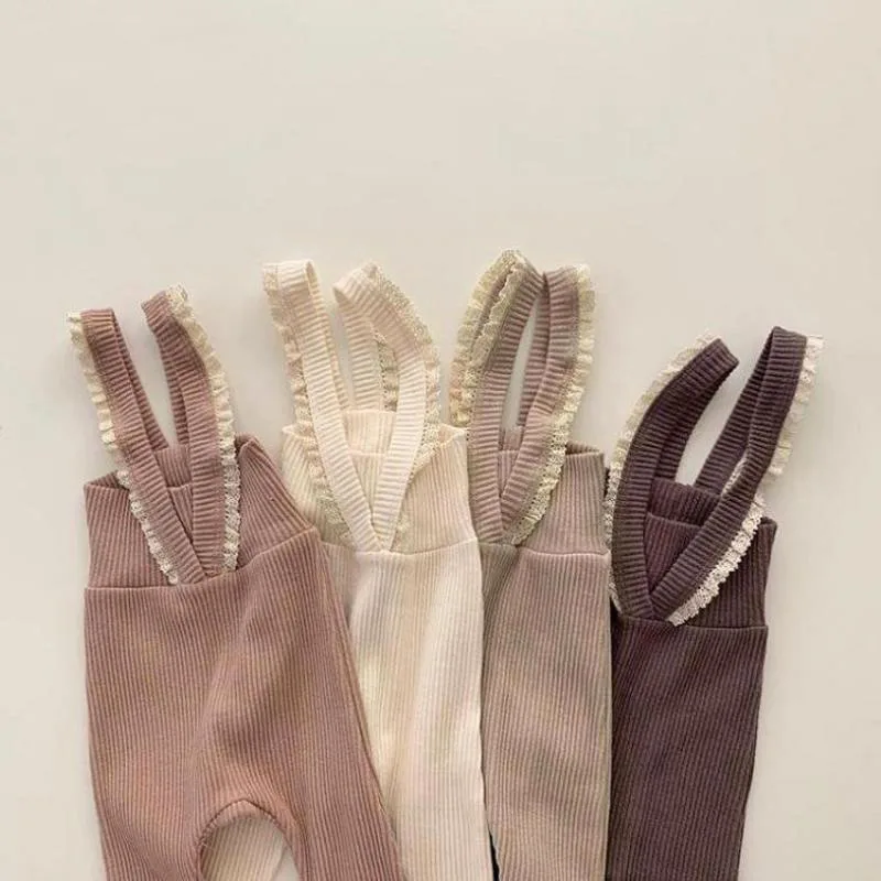 0-24M Newborn Kid Baby Girls Clothes Cotton Lace Overalls Elegant Stretch Pants Cute Sweet Bowknot Lovely Trousers Baby Outfit baby trousers cotton pants baby leggings