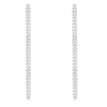 

SLJELY High Quality Luxury 925 Sterling Silver Paved Cubic Zirconia Stones Long Palm Leaf Drop Earrings Women Fashion Jewelry