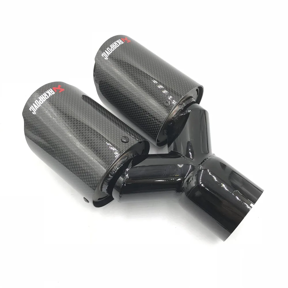 1 шт. Akrapovic In Carbonio Lucido In Acciaio Inox Universale Dual Uguale Lunghezza Tubo Di Scarico blu Fine punta della coda Pe