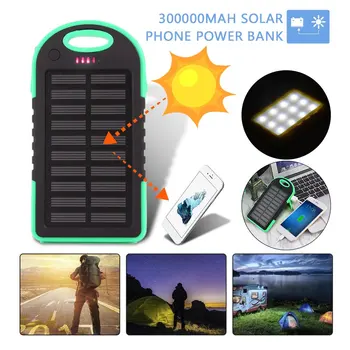 

Dual USB Port Outdoor Camping LED Light 300000mAh Solar Power Mobile Phone Power Bank External Battery Charger