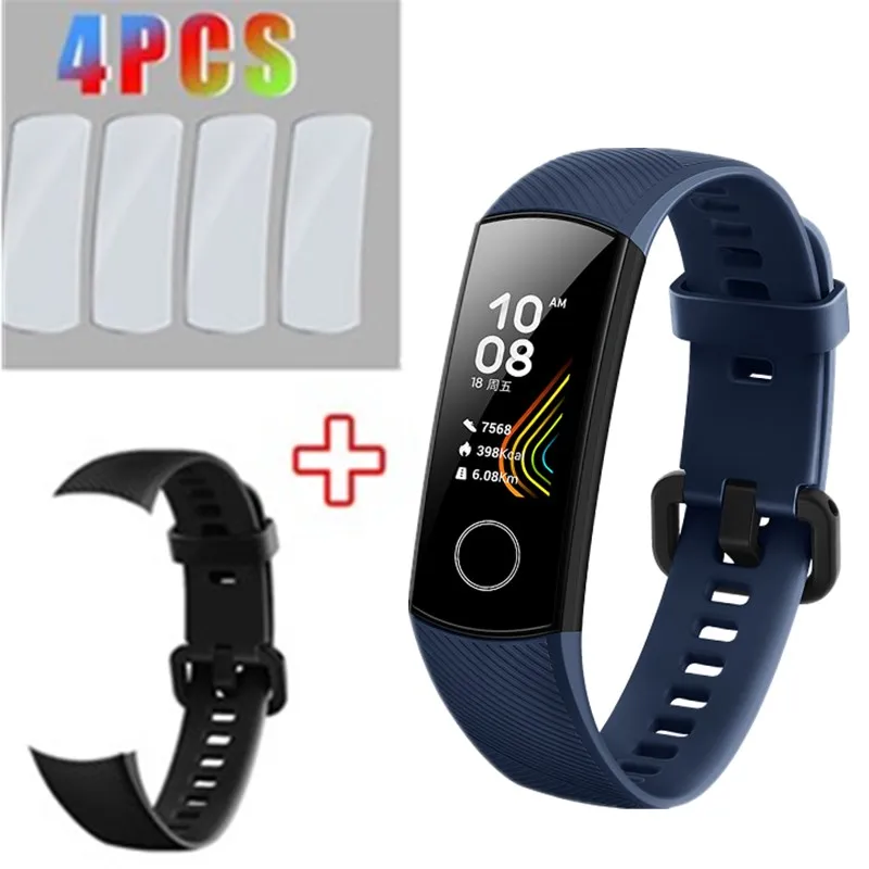blue add black Смарт-браслет huawei Honor Band 5 с кислородом крови, сенсорный экран Amoled 0,95 дюйма, фиксирующий частоту пульса и сна, SnapBracelet - Цвет: blue add black
