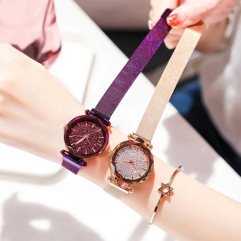 

2019 New Style Stars Watch Women's Lazy Tape Fashion Simple Korean-style Celebrity Style Full of Crystals Female Watch