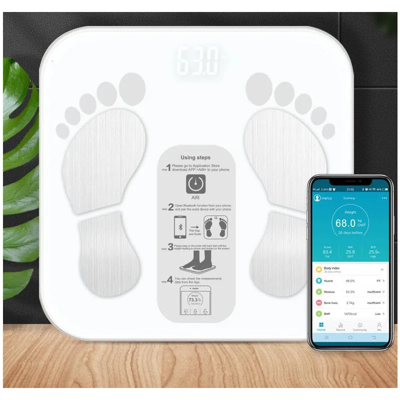Bluetooth Smart APP весы для тела, жира, здоровья человека, запись жира, весы, весы, HD светодиодный дисплей, напольные весы для ванной