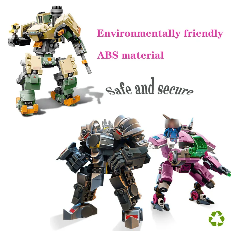 Comprar 50004 y 50005 Compatible legoing 75973 75974 pila de construcción micro bloques Overwatchs D. Va Reinhard y acción de aprendizaje del bastión