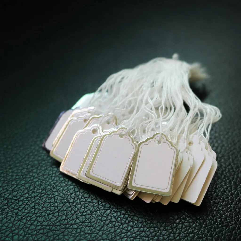 500 Pieces Jewelry Price Tags for Watch Clothing Display Supplies, White Square Price Marking Label with Silver Border