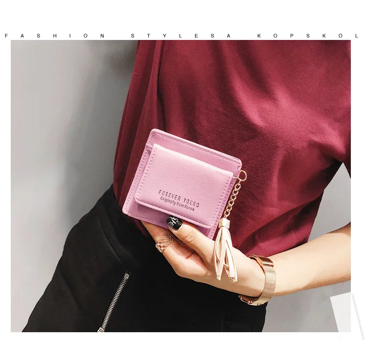 New Korean version of women's three-fold short small and fresh zipper student multi-functional portable buckle wallet wallet