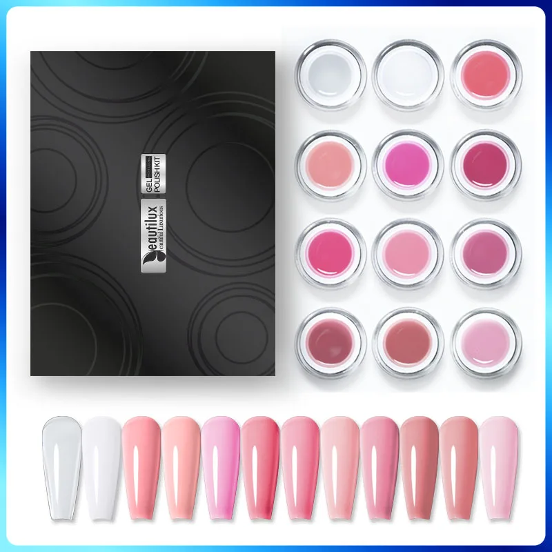Beautilux Soak Off Contruction Nails Gel Kit 10 г * 12 шт прозрачный розовый белый камуфляж УФ