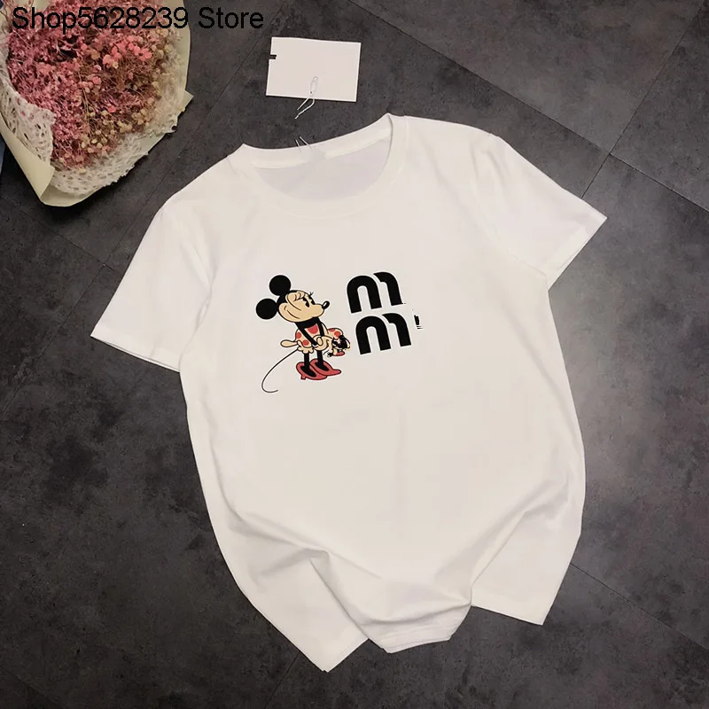 

2020 Summer High Heels Printing T Shirt Simple Trend Loose Round Neck Half Sleeve Female