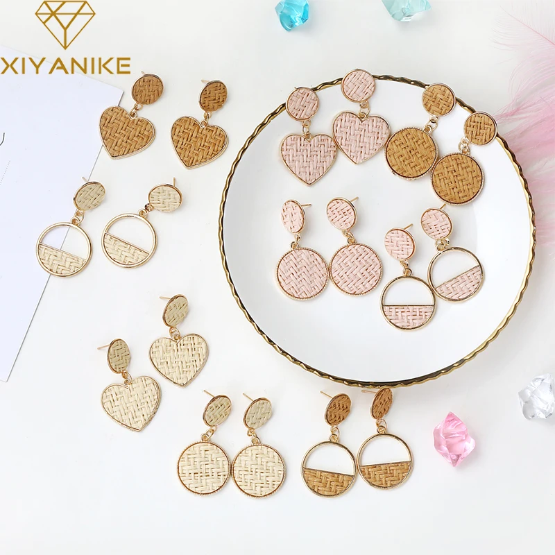 wicker heart earrings