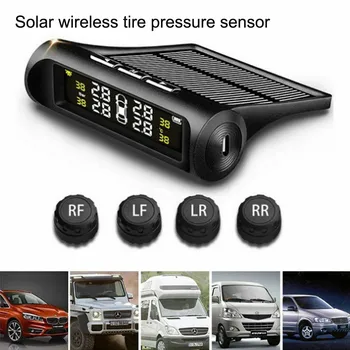 

New TPMS Solar Wireless Tire Pressure LCD Monitoring System w\ 4 External Sensor Solar Power Digital LCD Display Car Accessories