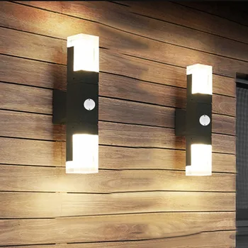 

1pcs Outdoor Led Wall Light With Motion Sensor Waterproof Acrylic Garden Aisle Porch Light Villa Hotel Exterior Wall Sconces