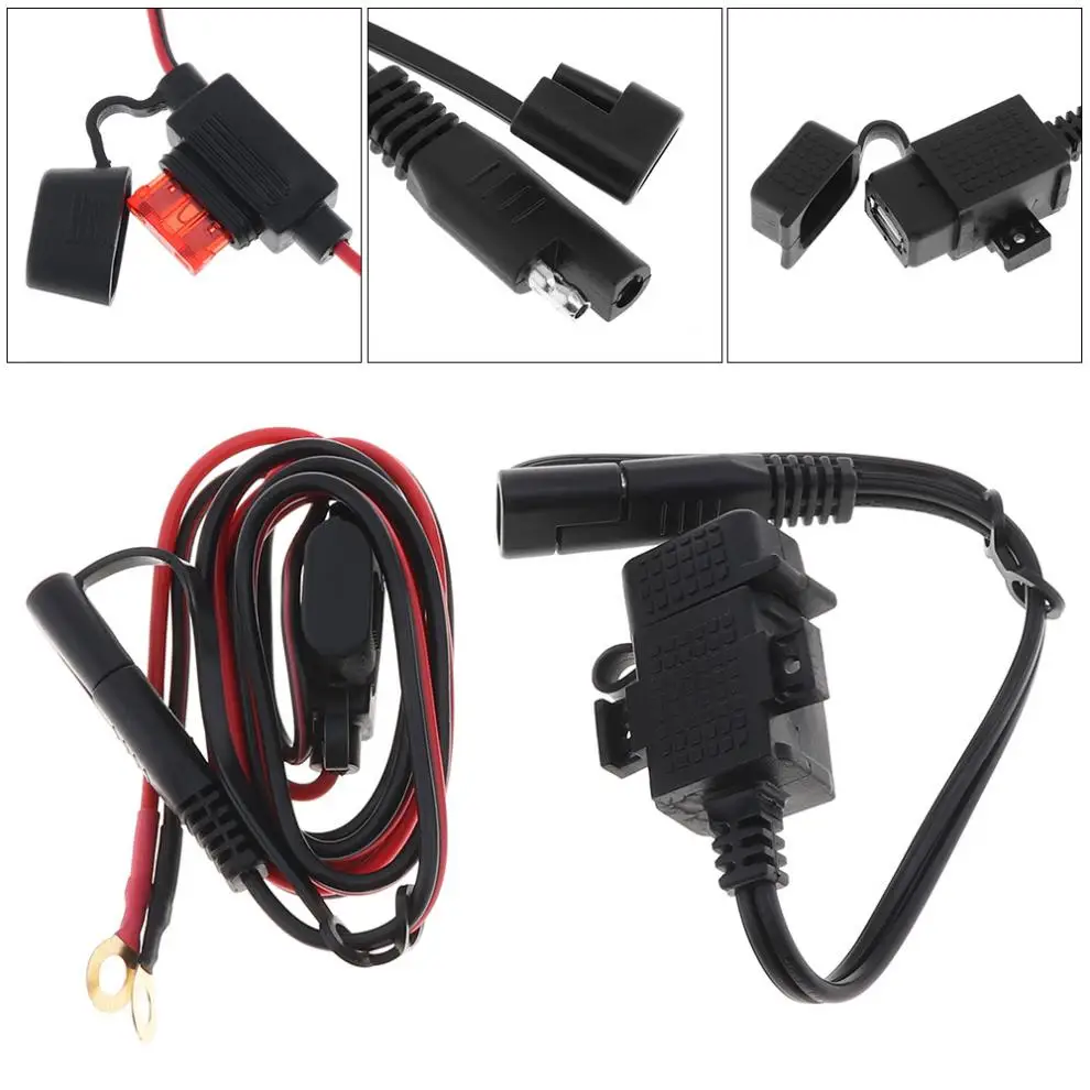 12 V-24 V DC 5V 2.1A PVC SAE к USB адаптеру водонепроницаемое Зарядное устройство мотоцикла с удлинителем и круглым терминалом
