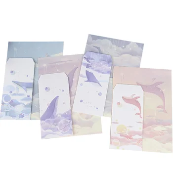 

4 Sets/36pcs Chinese Style Antiquity B5 Letter Paper Delicate Cartoon Note Paper Writing Paper Stationery Supplies (Whale Serie)