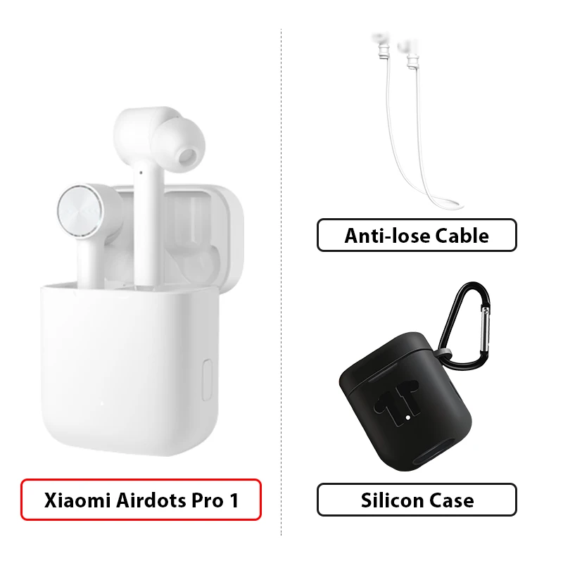1Add Cable Bl Case Xiao mi Airdots Pro TWS беспроводные наушники mi True беспроводные Bluetooth наушники ANC переключатель ENC HD управление нажатием для IOS Android - Цвет: 1Add Cable Bl Case