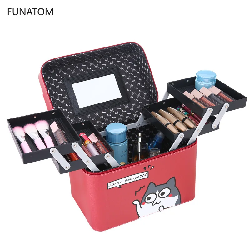

High Quality Cat Husky Cosmetic Bag Women Large Capacity Professional Makeup Organizer Portable Brush Storage Case