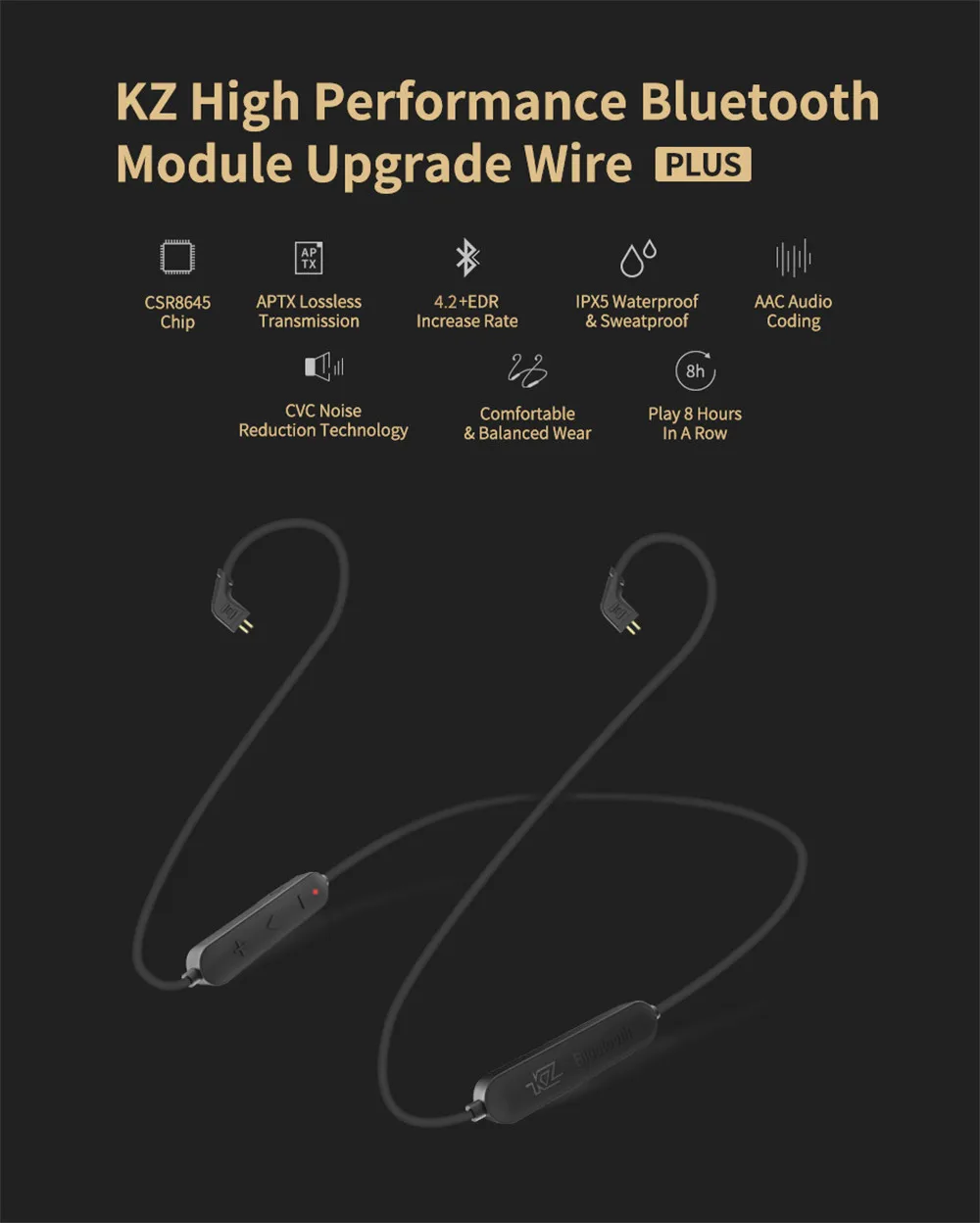 KZ Bluetooth 4,1 модуль Bluetooth гарнитура Обновленная линия портативная спортивная Гарнитура для KZ-ZS3/ZS4/ZS5/ZS6/ZSA/ZS10/ES4/ES3/ZSR