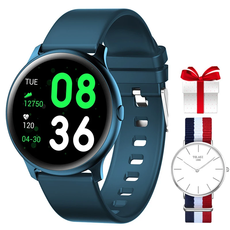 Смарт-часы IP68 Водонепроницаемые носимые устройства умные фитнес-трекер спортивные Смарт-часы для мужчин, женщин и детей для Android IOS - Цвет: Blue