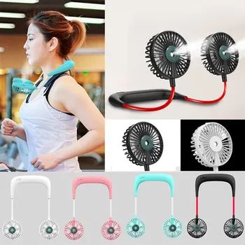 

Adjustable Hand Free Neckband Hanging Cooling Low Noise Colorful Portable Desk Multi-function Mini Rechargeable Neck Hung Fan