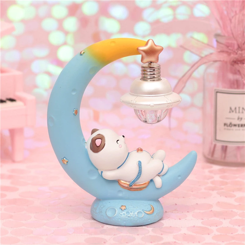 Мультфильм смолы Lucky Cat ночник девочка Спальня ночной Луны светильник ing ночной Светильник s домашний Декор рождественские подарки Настенные светильники