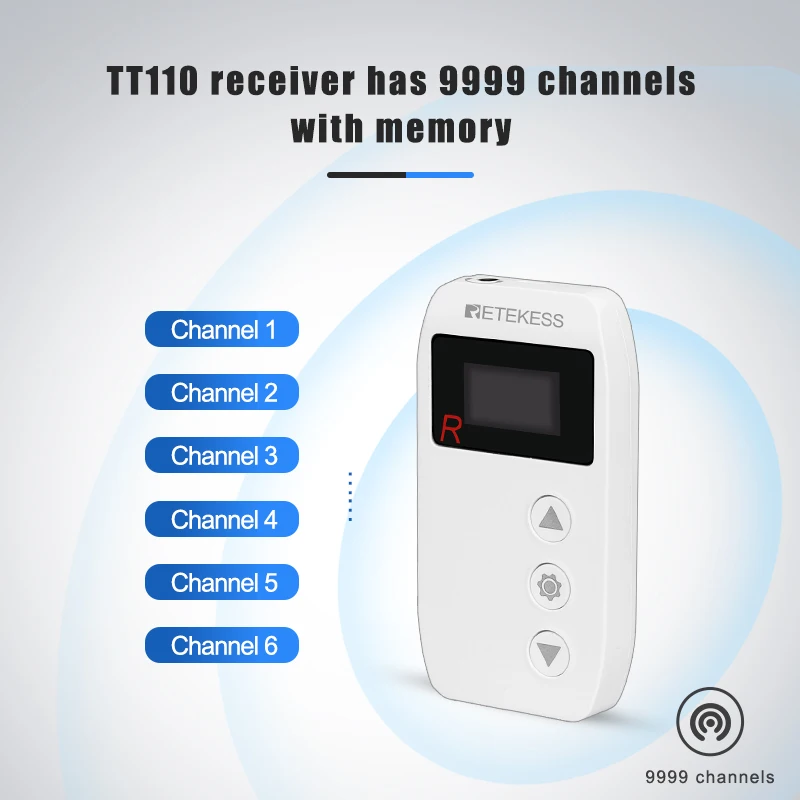 Retekess 2.4ghz Receptor para Tt110 Sistema de Guia Turístico Áudio sem Fio para o Museu da Tradução da Excursão Reunião Treinamento Igreja - Image 4