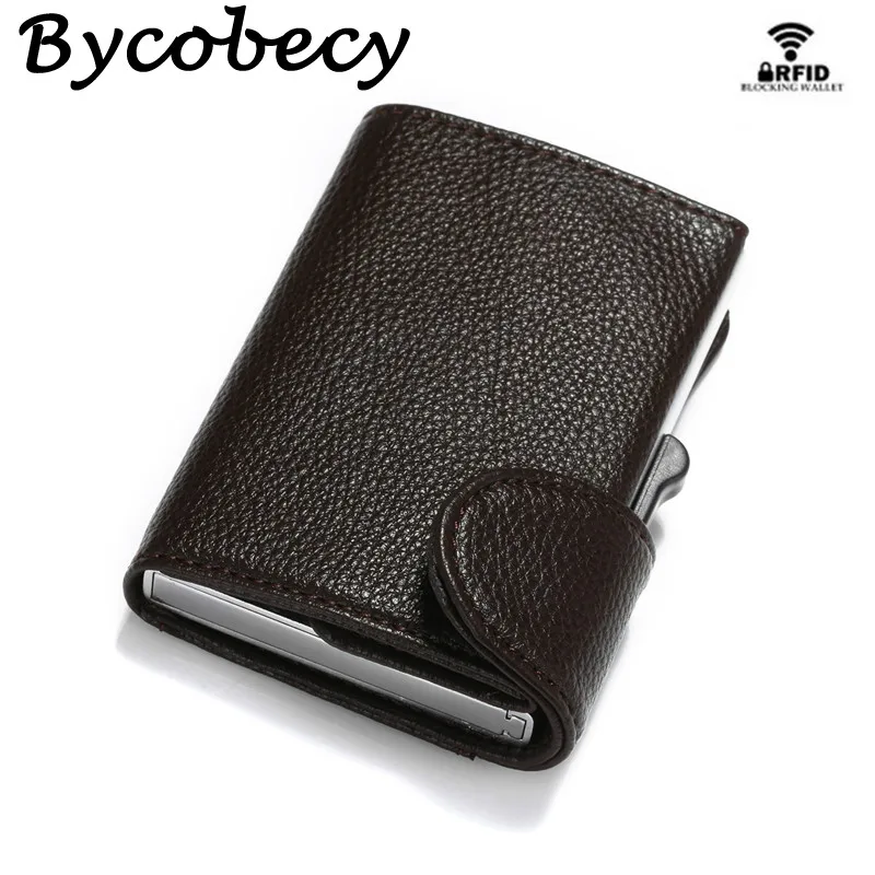 Bycobecy, Умный кошелек, RFID, один защитный футляр, кредитный держатель для карт, винтажный, из искусственной кожи, мягкий, для мужчин и женщин, всплывающий кошелек для карт
