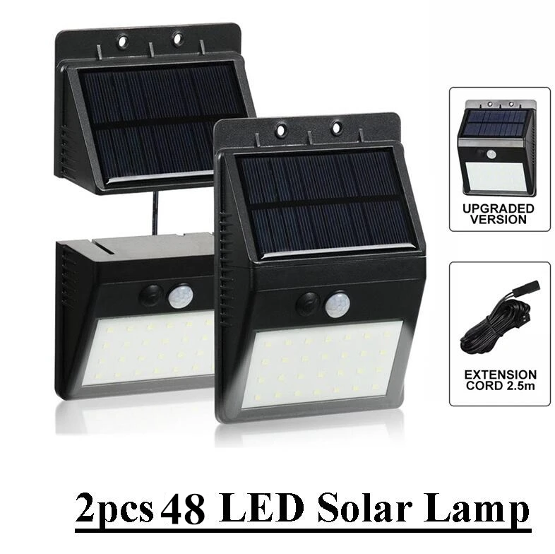 48 LEDS 2PCS Разъемные 3 Режим 32/48/64 светодиодный открытый стенная солнечна лампа движения PIR Сенсор Водонепроницаемый светильник садовый светильник путь светильник световой двор - Испускаемый цвет: 48 LEDS 2PCS