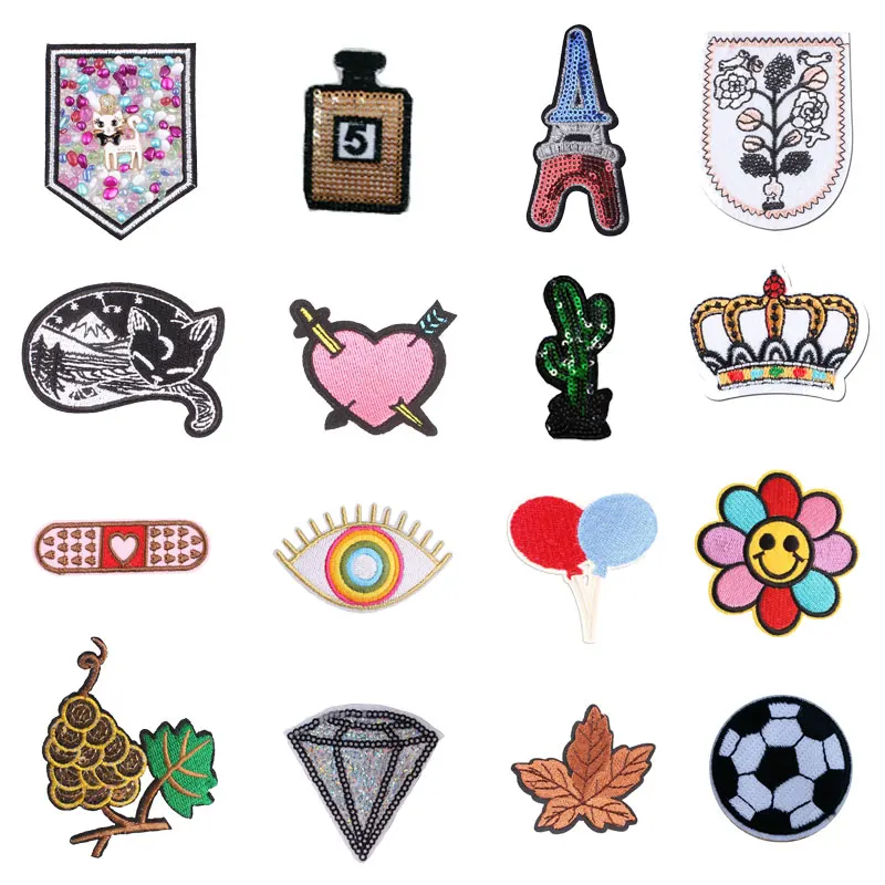 

Eiffel Tower Love Embroidered Iron On Patches For Clothing DIY Badges Hot Transfer Stickers Clothes Denim Jacket Appliques F