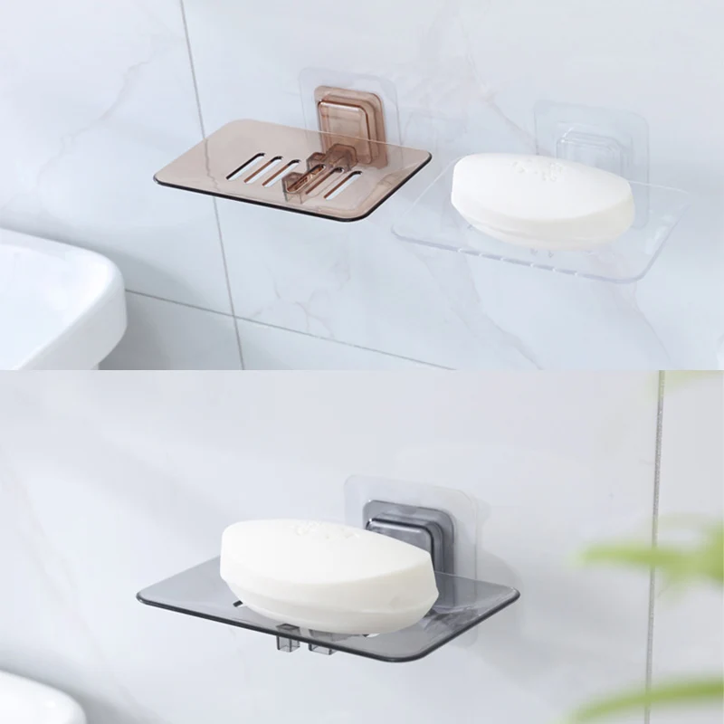 Wall Mounted Plastic Kitchen Hanging Shelf Soap Storage Rack Soap Box Soap Dishes Drain Sponge Holder Bathroom Organizer