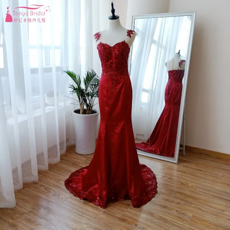 Vestido-De-Festa-Longo-2019-Prom-Dresses-Lace-Mermaid-Evening-Dress-Long-Pink-Satin-Sexy-Sheer (2)