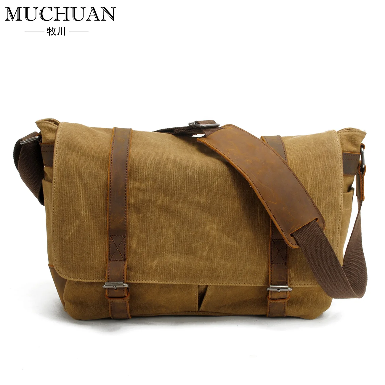 

Oil Wax Canvas Bag Shoulder Bag Waterproof Outdoor MEN'S Messenger Bag with Leather Computer Bag