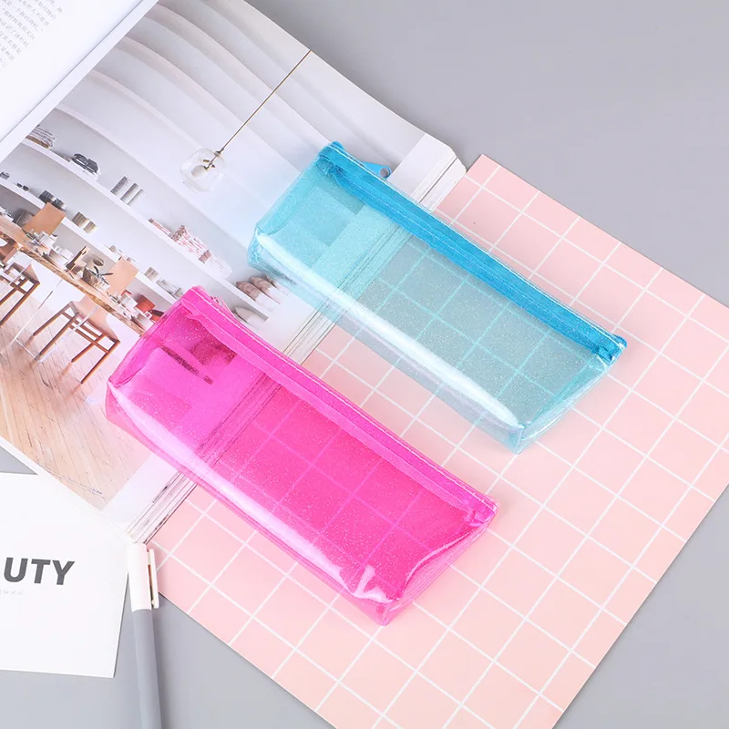 Образец прозрачный пеналы для девочек Симпатичные ПВХ ручка сумка, школьные принадлежности канцелярские мешок kawaii пенал для карандашей с ультратонким стержнем