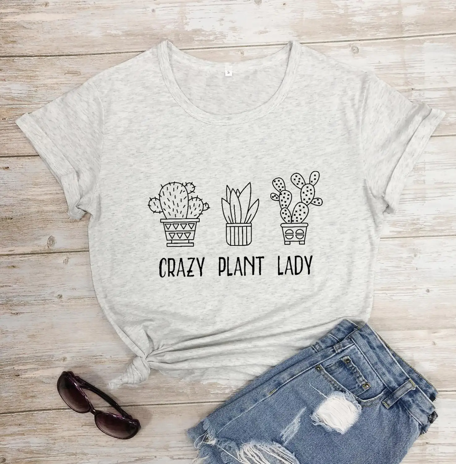 Crazy Plant Lady Funny Novelty Tops T-Shirt Womens tee TShirt 