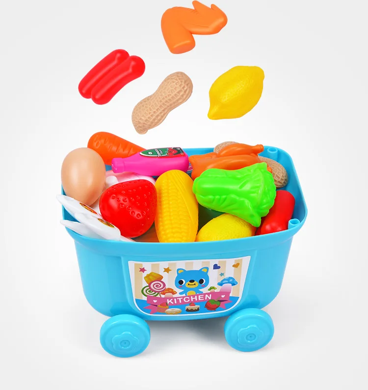 Игровой домик для девочек, кухонный обеденный стол, игрушечный кухонный набор кухонной посуды, модель, детский слайсер, корзина для покупок, 3-6 лет