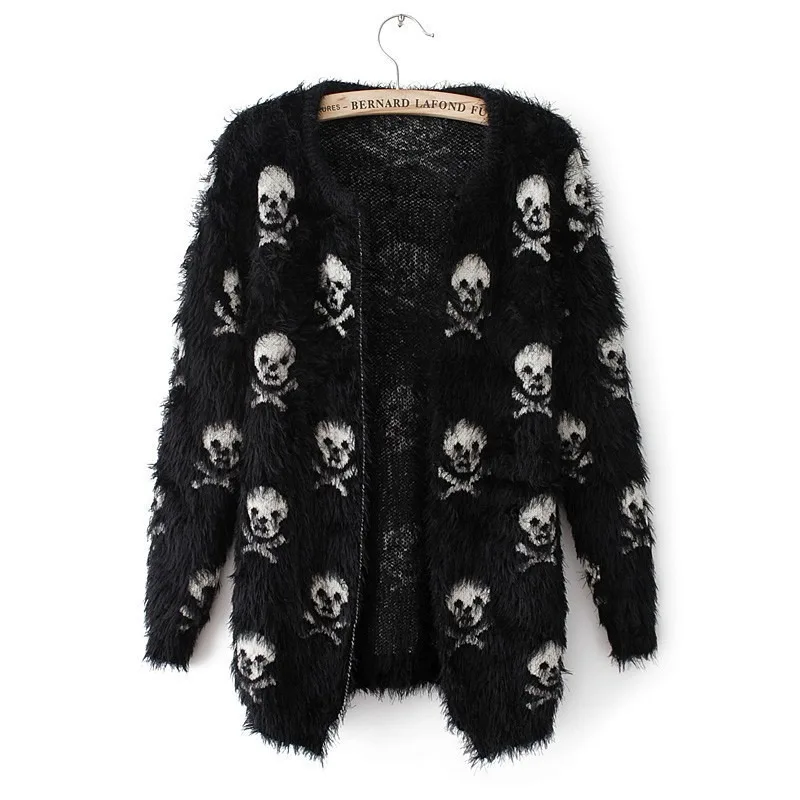 

Knitted Cardigan Autumn New Sweater Korean Women's Skull Mohair Knit Cardigan Cardigan Jacket Skull Cardigan Women