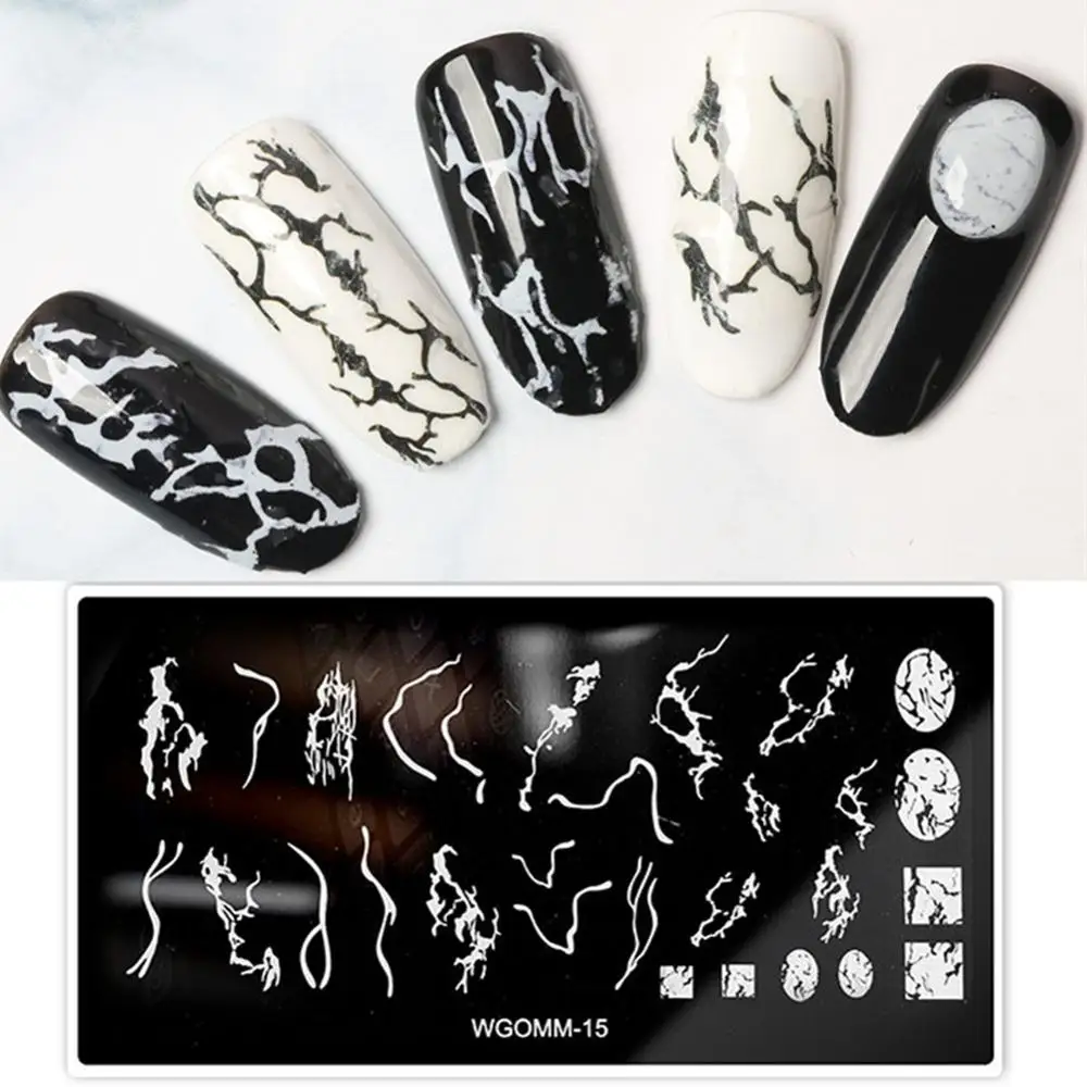 1pc Marble Smoke Mandala Nail Stamping Plates Stamping Line Flower Nails Design Nail Images Leaf Manicure Nail Art Set