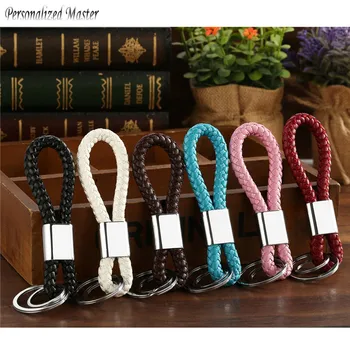 

Personalized Master Customized Text Car Keychains Weaved Key Chain Strap Double Dual Key Rings Key Fob Car Keys Keychain Holder