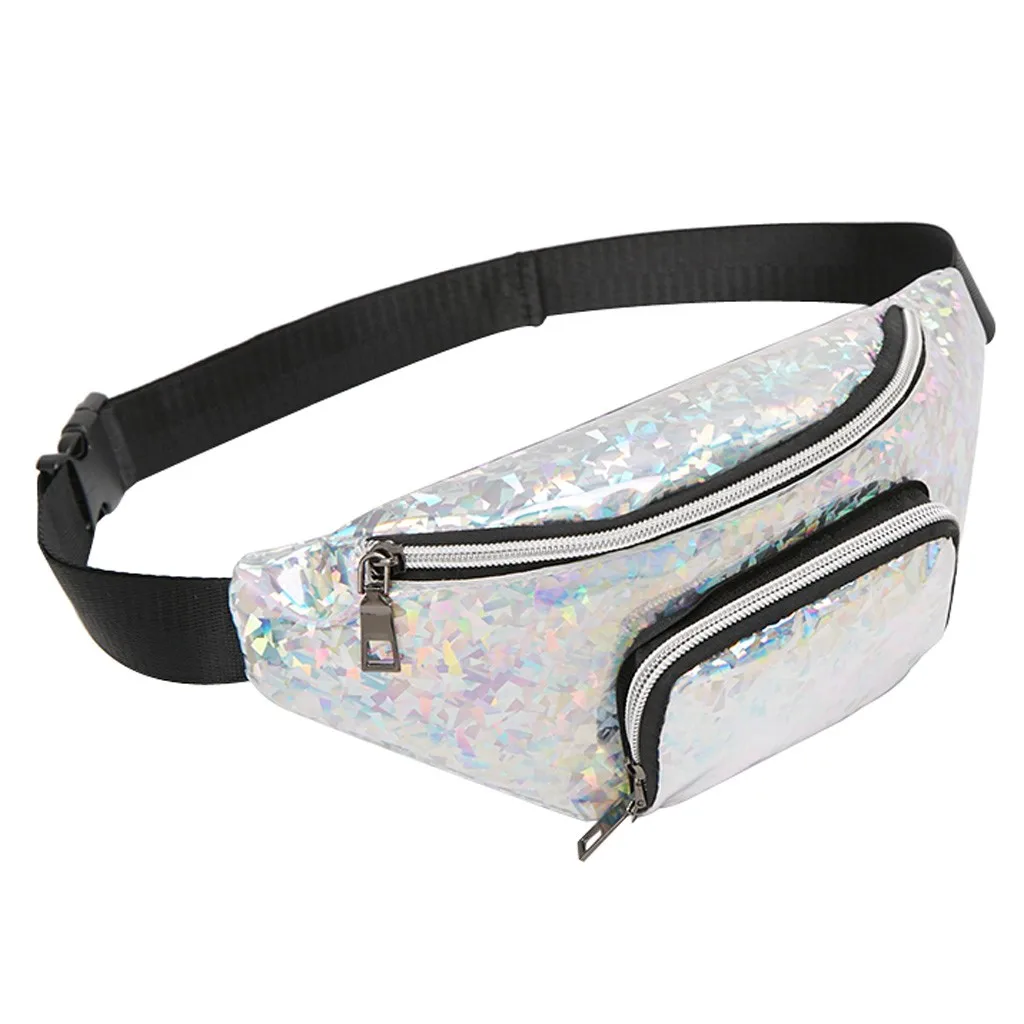 Женская поясная сумка голографические блестки Fanny Pack с лазерным рисунком для