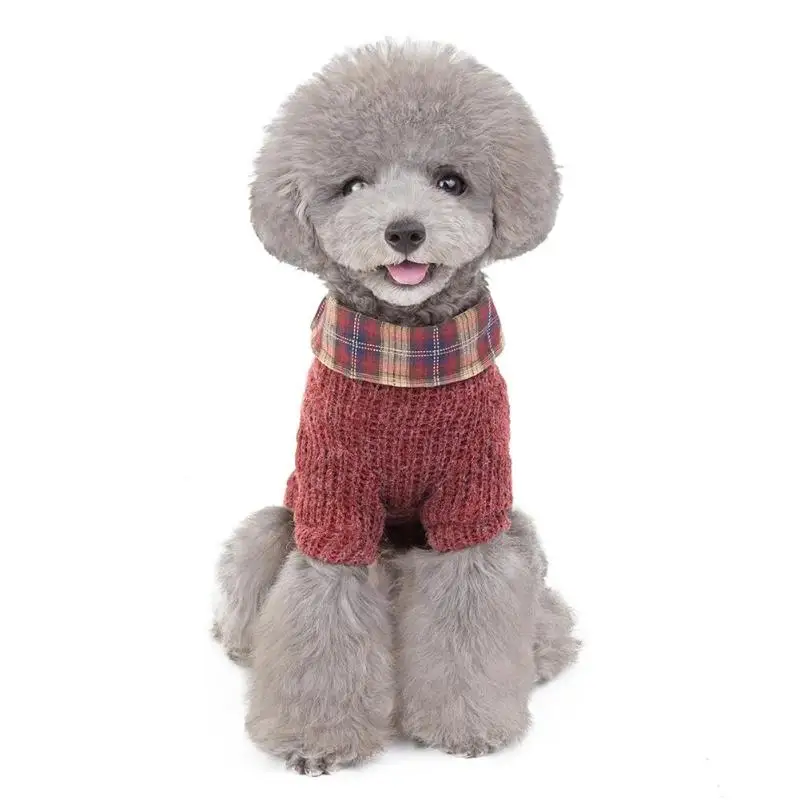 Милый свитер с отворотом, щенок, котенок, мягкий вязаный шерстяной значок, красивая индивидуальная хлопковая одежда, модный костюм для кошки, собаки