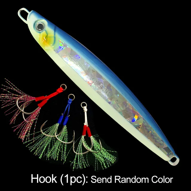 OBSESSION 180g 220g Slow Metal Jigging Lure Glow Fishing Lure Bait Lure Bait Slow Fall Jigs Fishing Jig Saltwater Lure Tackle JIG7H-Blue