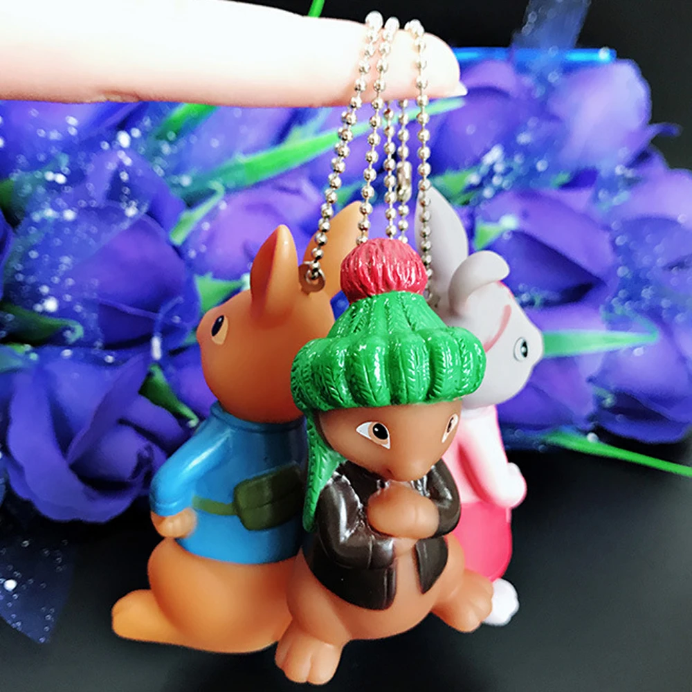 

Cartoon Cute Anime Peter Lily Benjamin Rabbit Key Chain Accessories Pendant Car Keychains Kids Figure Toys Women Bag Key Ring
